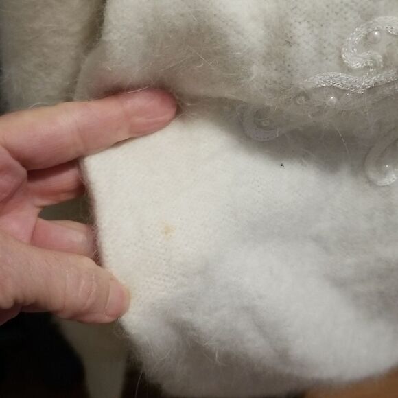 B.J.Kristen Womens Medium 80s Electric  Angora Wool Vintage Cardigan Sweater L - Picture 11 of 15